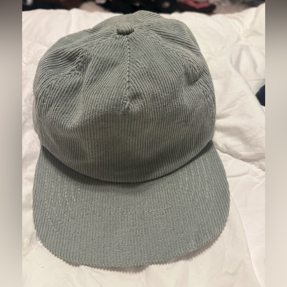 Madewell, flat brim hat green/ blue corduroy men or women